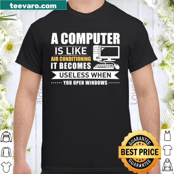 Funny tech-themed shirt with humorous computer comparison
