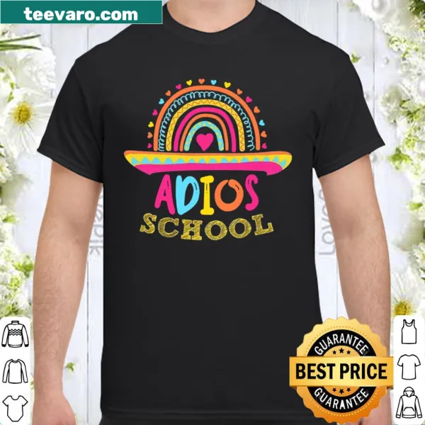 Adios School graphic shirt with a playful farewell design