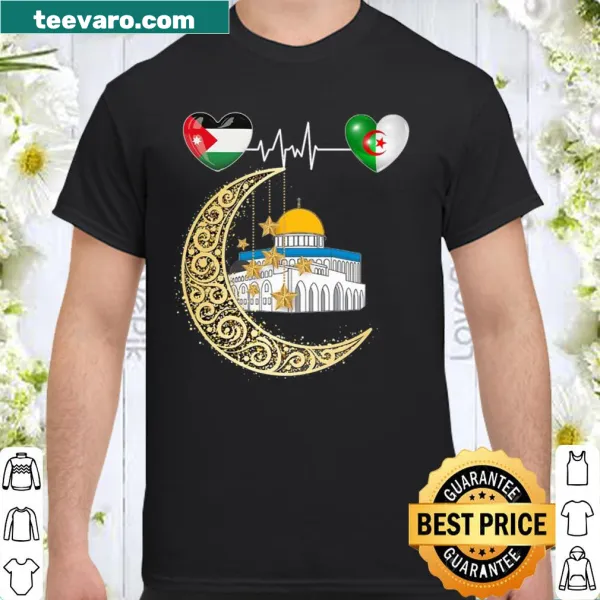 Shirt with Algeria and Palestine map flag designs for Gaza support