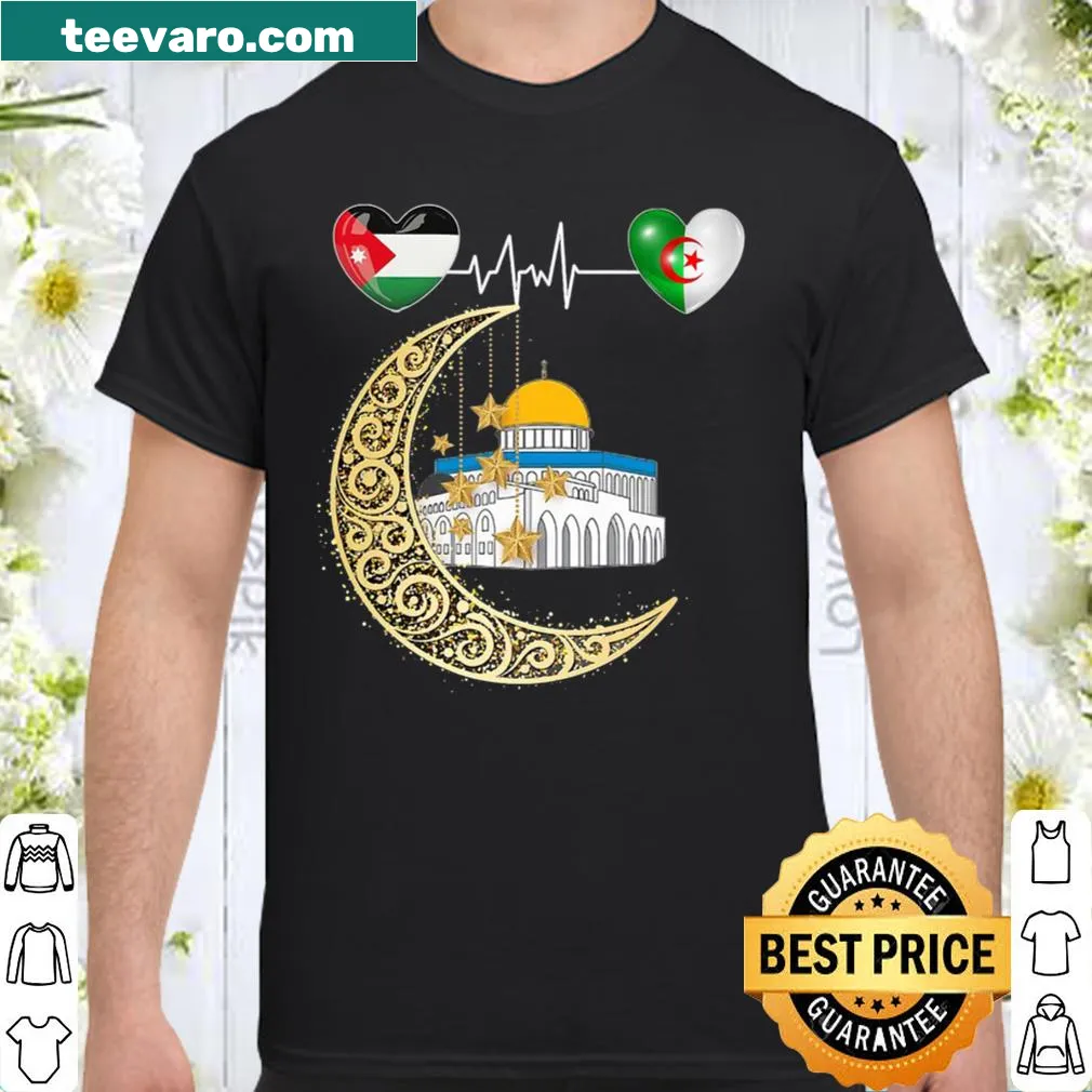 Shirt with Algeria and Palestine map flag designs for Gaza support