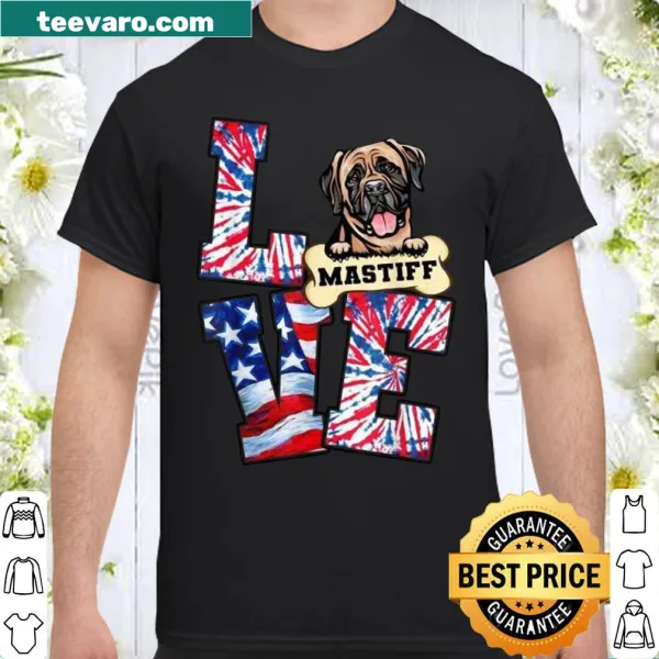4th of July shirt with mastiff and American flag design