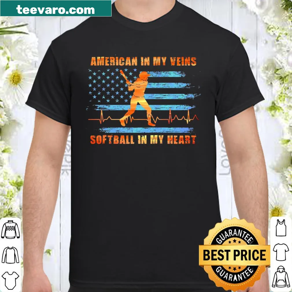 Empowering softball shirt for women with patriotic theme
