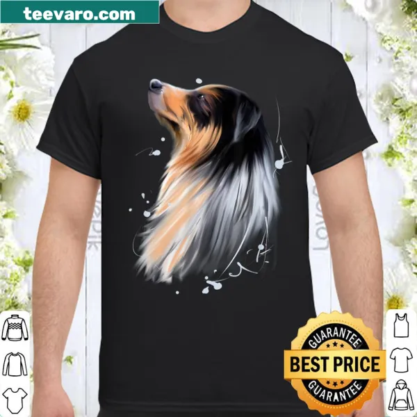 Shirt featuring an illustration of an Australian Shepherd
