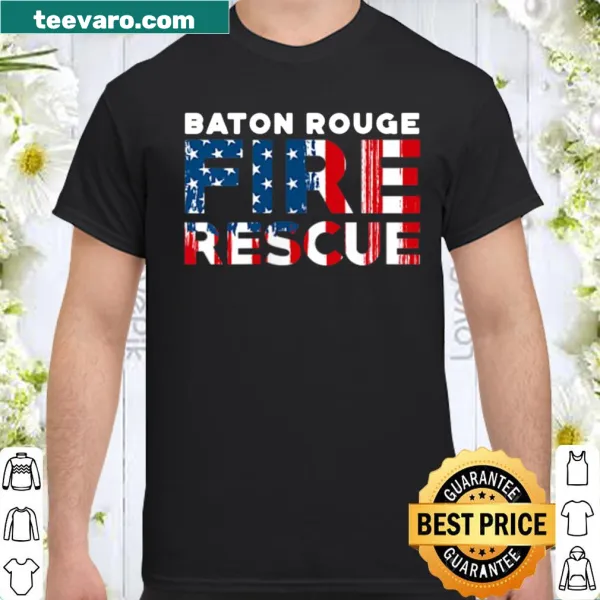 Firefighter emblem graphic on Baton Rouge Fire Rescue shirt