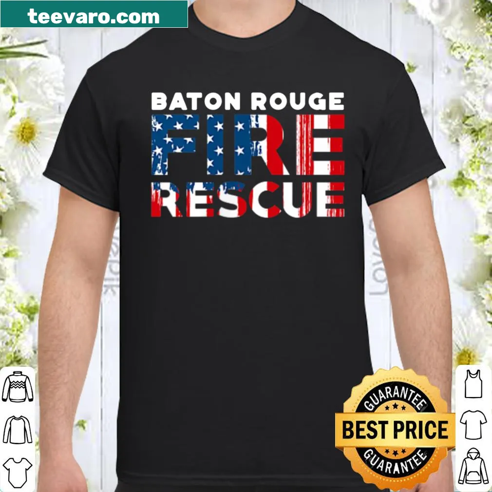 Firefighter emblem graphic on Baton Rouge Fire Rescue shirt
