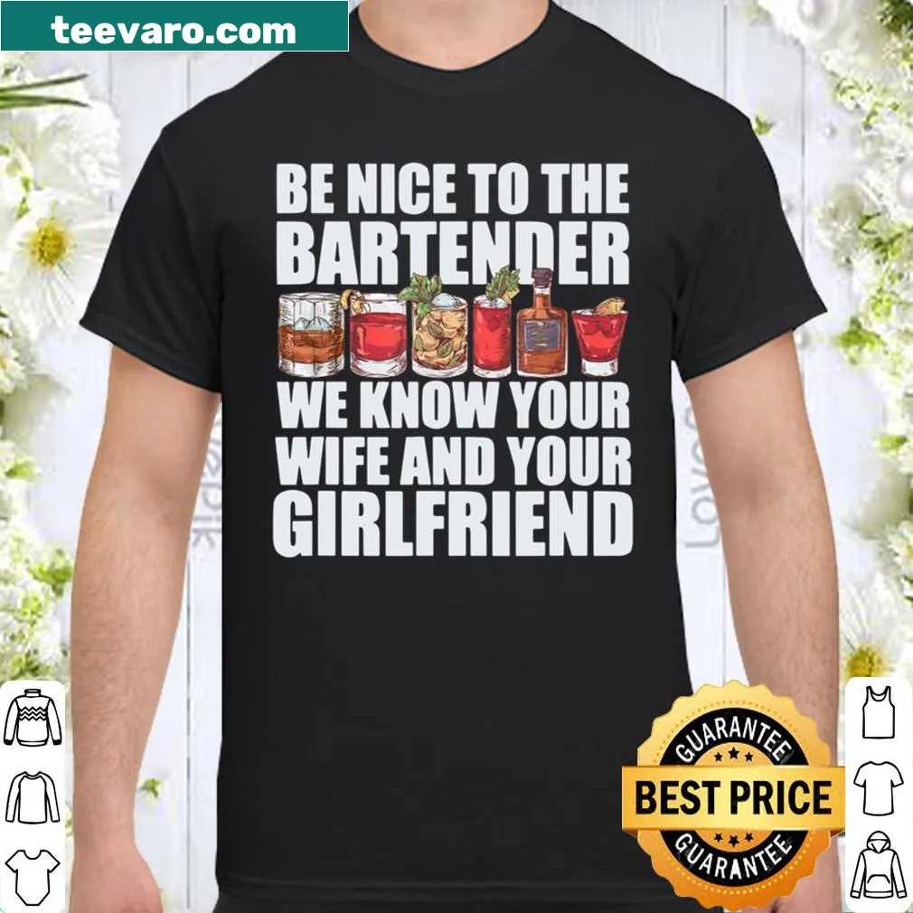 Respectful bartender-themed shirt celebrating mixologists.