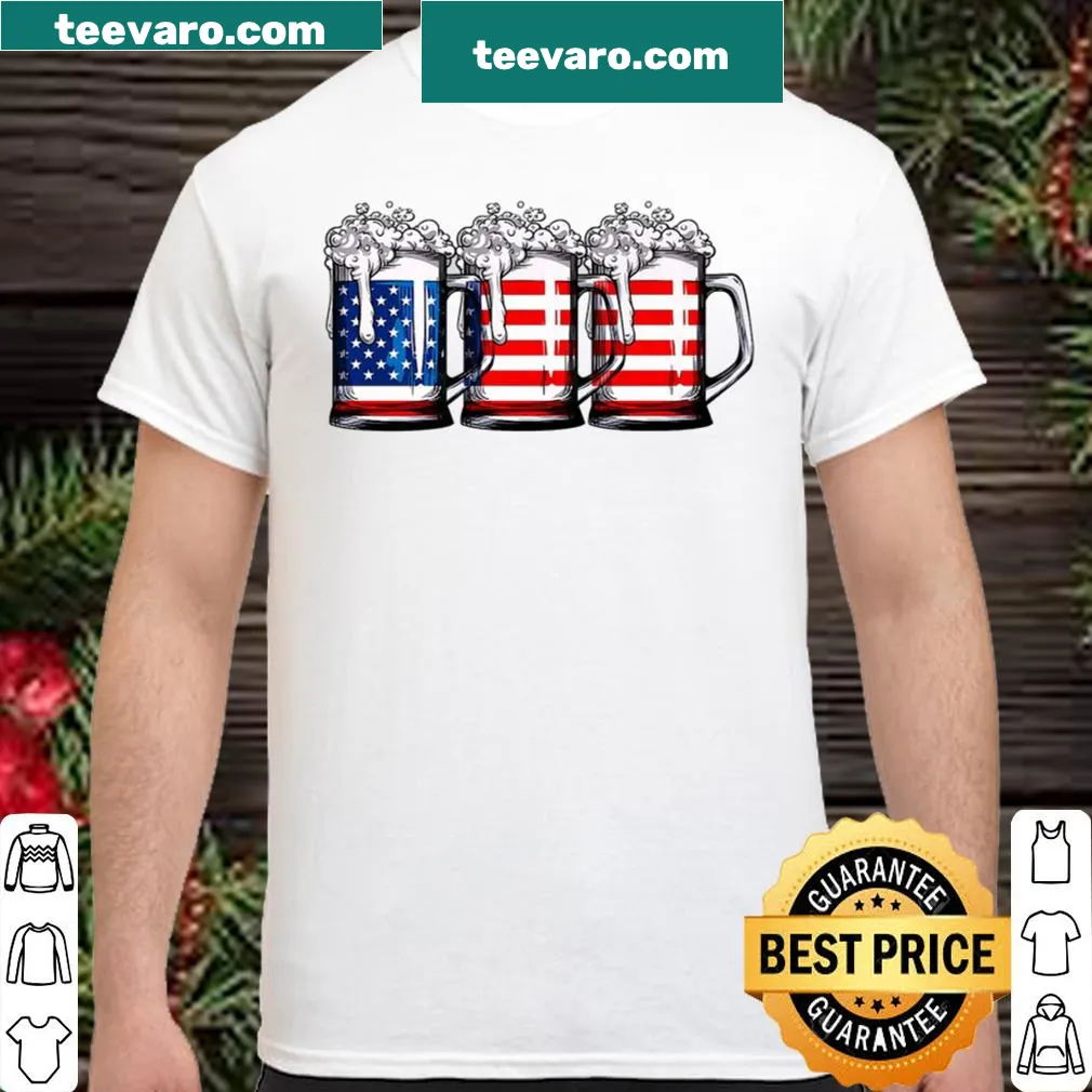 4th of July shirt with American flag and beer graphic