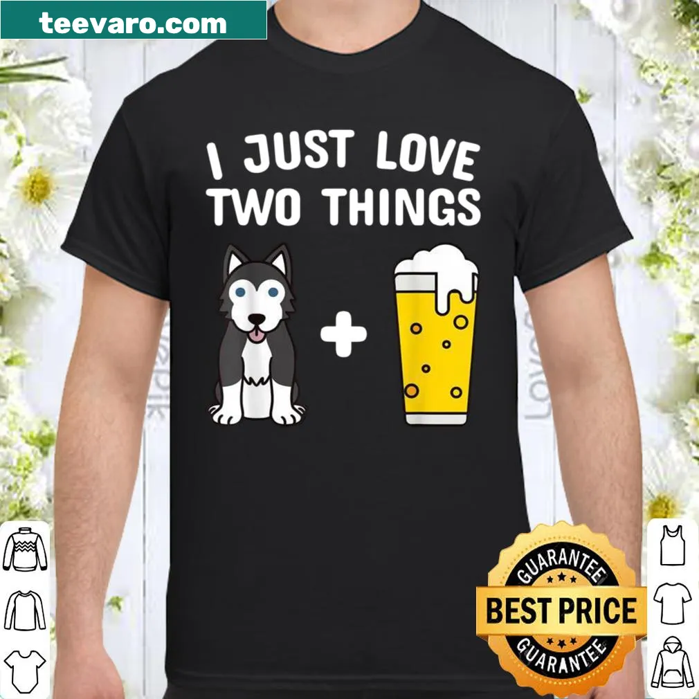 Vintage-style shirt featuring a husky dog and beer graphic