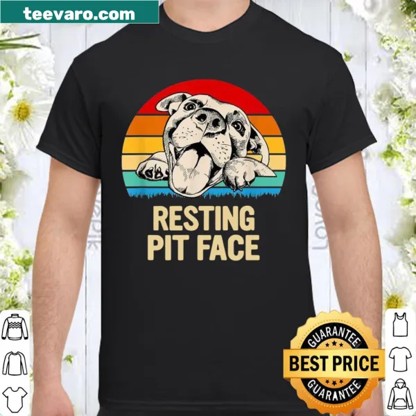 Funny Pit Bull Rescue shirt with Resting Pit Face text