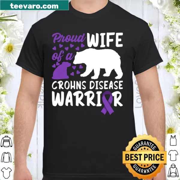 Crohn's IBD awareness t-shirt with ribbon and bear design