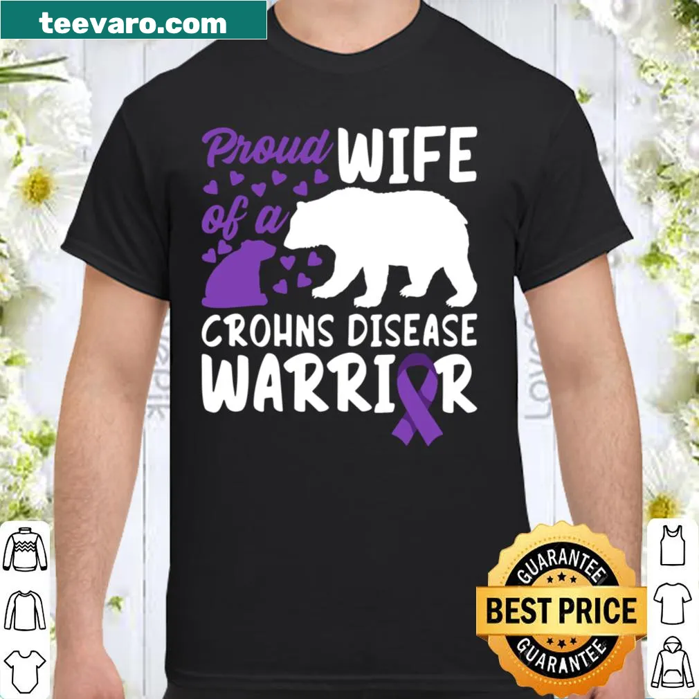 Crohn's IBD awareness t-shirt with ribbon and bear design