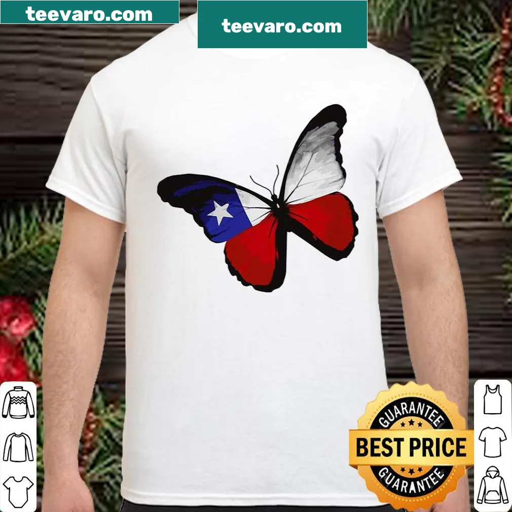Shirt with a butterfly design combined with the American flag
