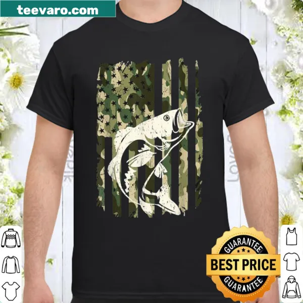 Camouflage American Flag with bass fish design