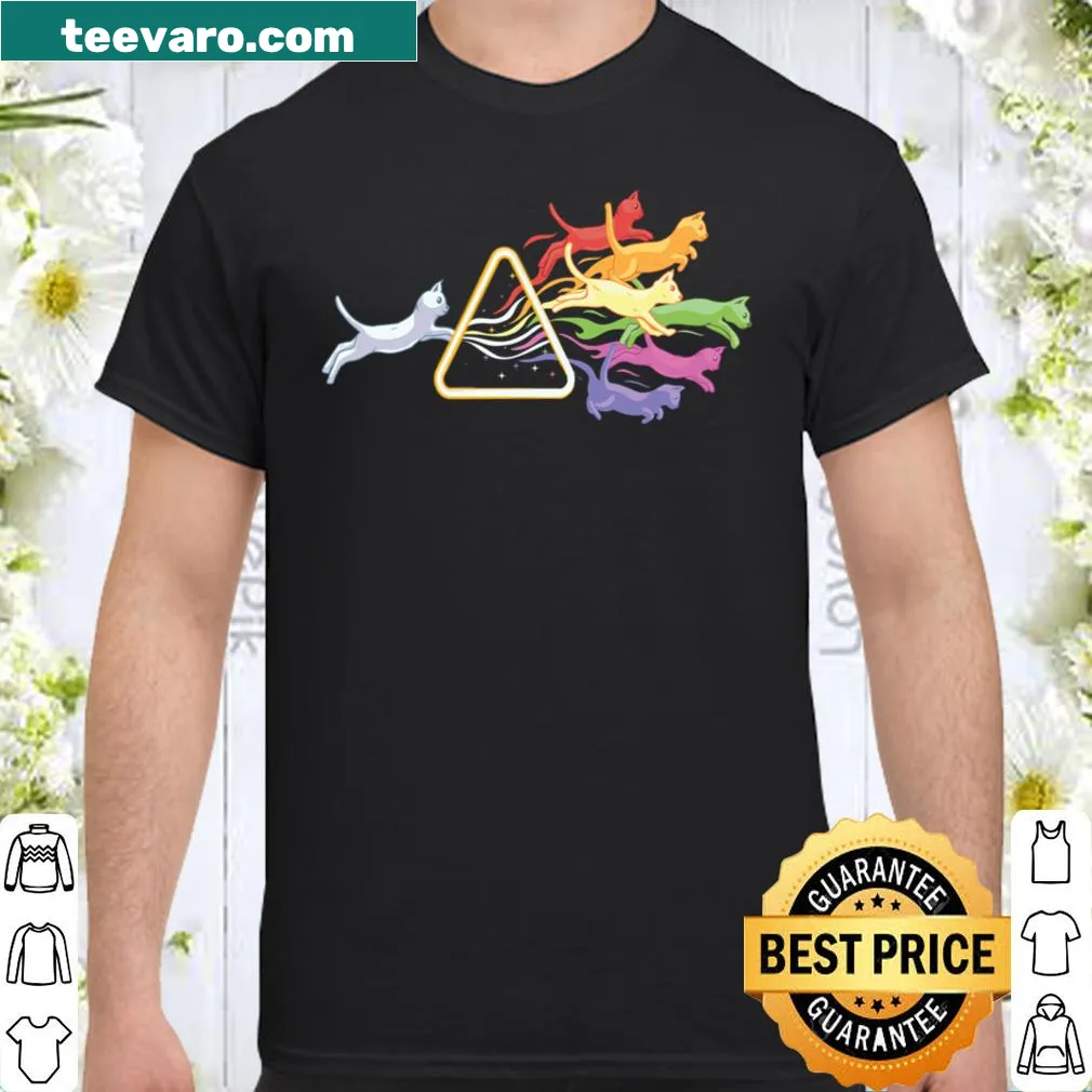 Funny shirt with cat and rainbow light design for science lovers