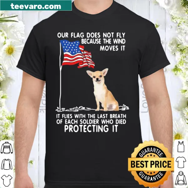 Humorous Chihuahua and American flag graphic t-shirt