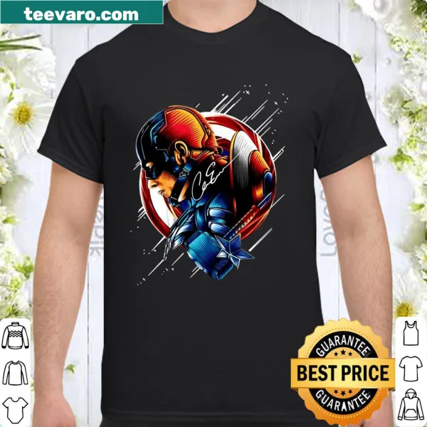 Shirt with Captain America design and Chris Evans' signature