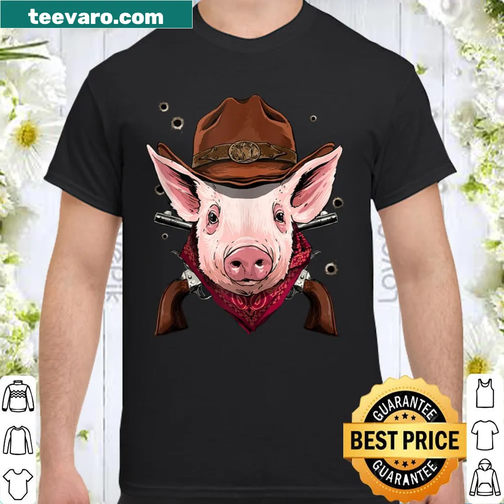 Illustrated cowboy pig with hat and bandana