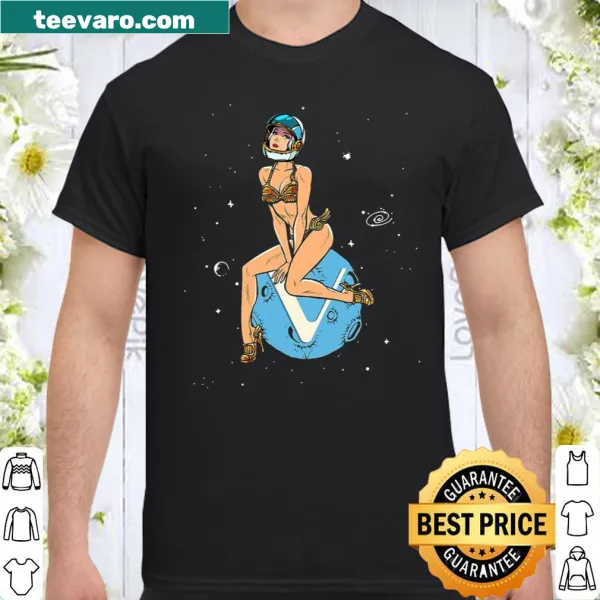 Pin-up girl cryptocurrency shirt with a humorous design