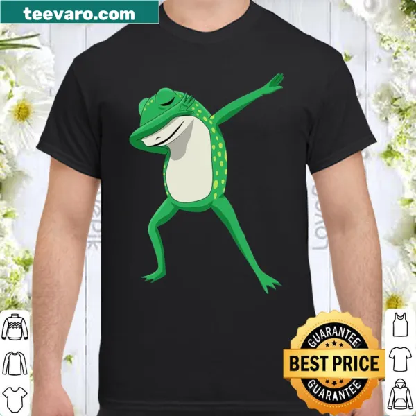 Playful shirt featuring a cartoon dabbing frog design for kids.