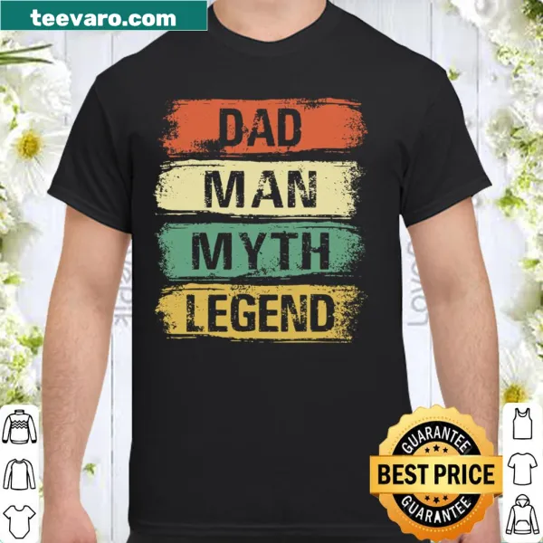 Vintage-style shirt with 'Dad Man Myth Legend' text for proud fathers.