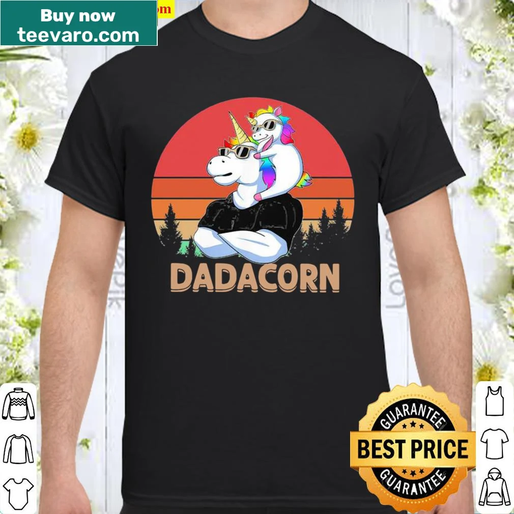 Playful vintage t-shirt featuring a dadacorn and baby unicorn design