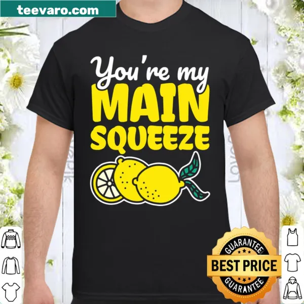 Playful lemon-themed shirt with 'Main Squeeze' text for couples