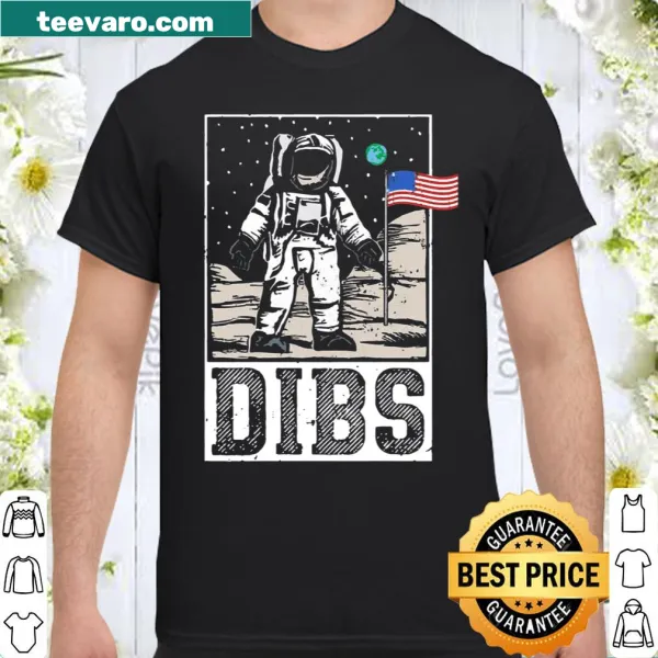 Playful astronaut shirt with USA flag and 'Dibs Astronaut' text