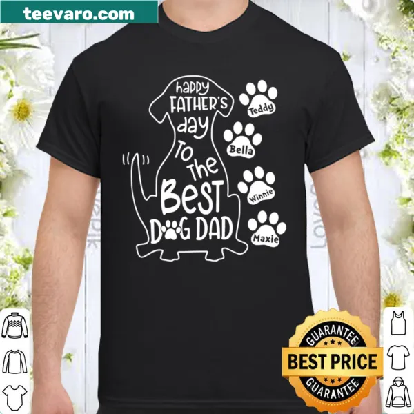 Funny Dog Dad t-shirt with paw print graphic and playful text