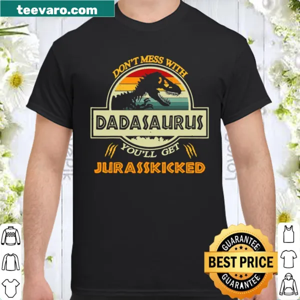 Funny dinosaur-themed shirt for dads with pun text