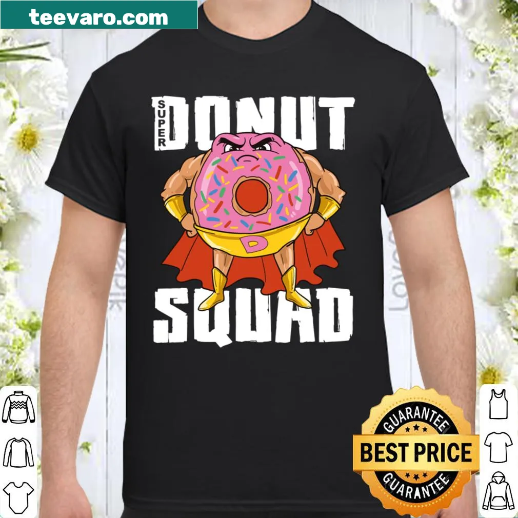 Playful cartoon shirt featuring 'Donut Squad' theme
