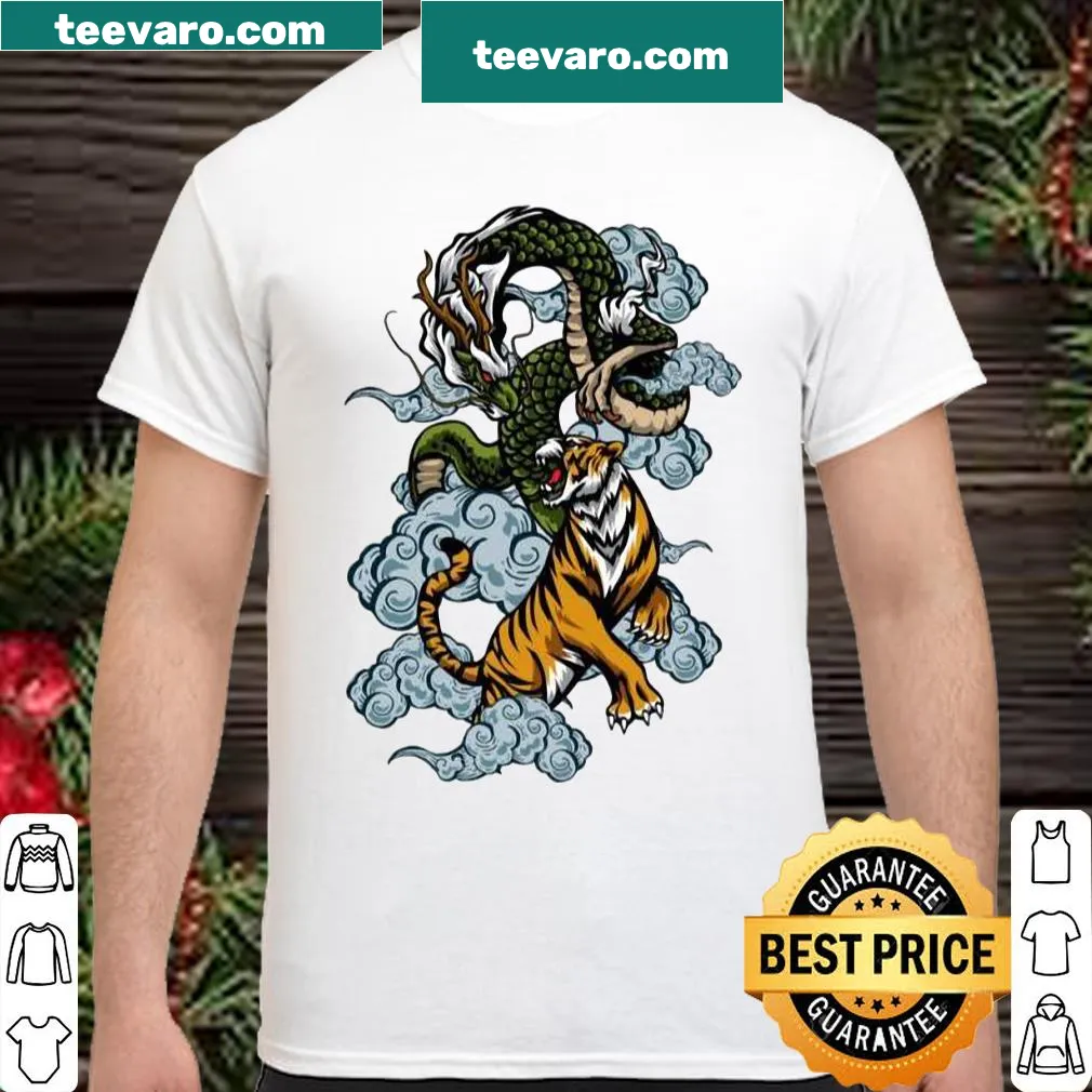 Japanese mythology shirt featuring dragon and tiger illustration