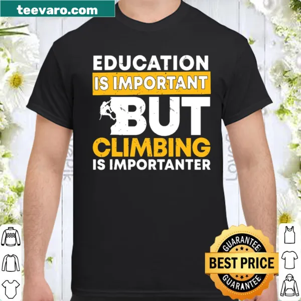 Rock climbing illustration shirt with an educational theme