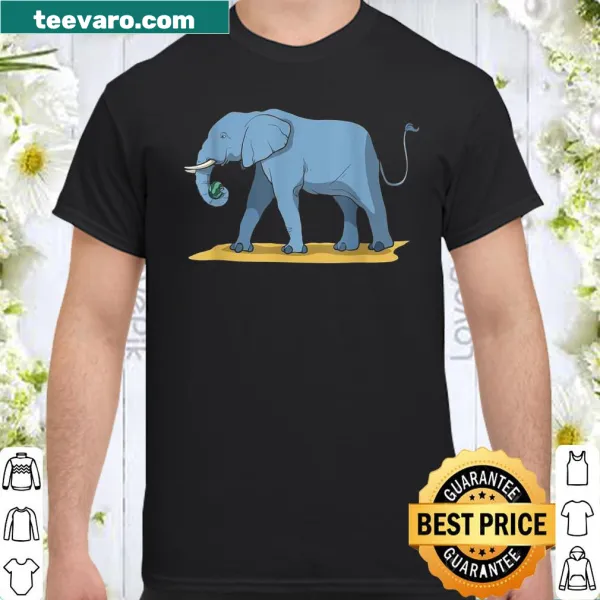 Cartoon elephant holding a watermelon on a playful t-shirt