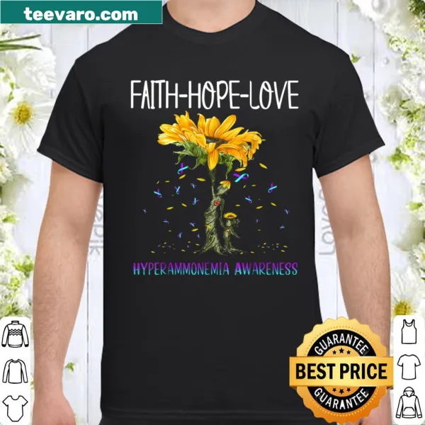 Shirt promoting Faith Hope Love for hyperammonemia awareness