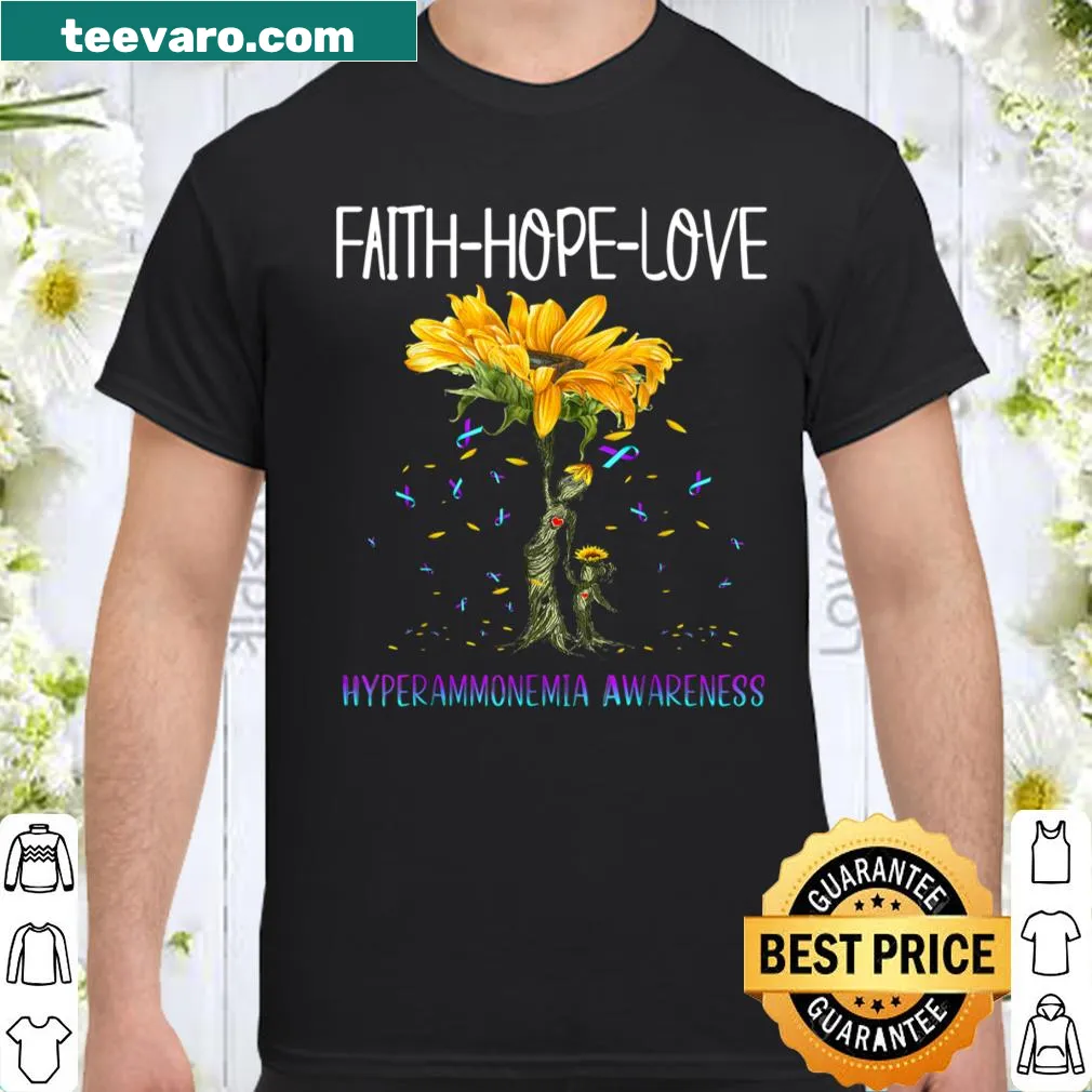 Shirt promoting Faith Hope Love for hyperammonemia awareness