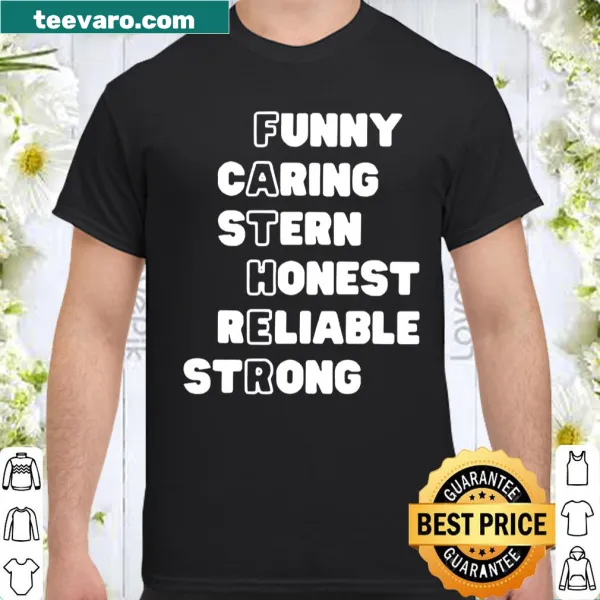 Typography t-shirt describing the qualities of a father with bold letters