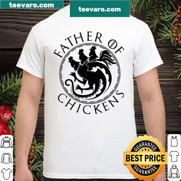 Funny shirt for dads, declaring 'Father Of Chickens' with playful typography