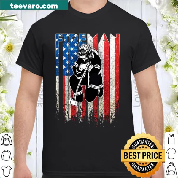 Fireman and American flag shirt design