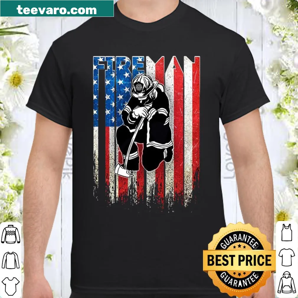 Fireman and American flag shirt design
