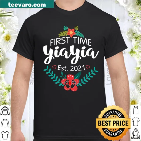 First Time Yiayia shirt with elegant typography and established date