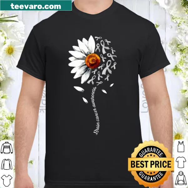 Illustrative shirt for brain cancer awareness with a flower design