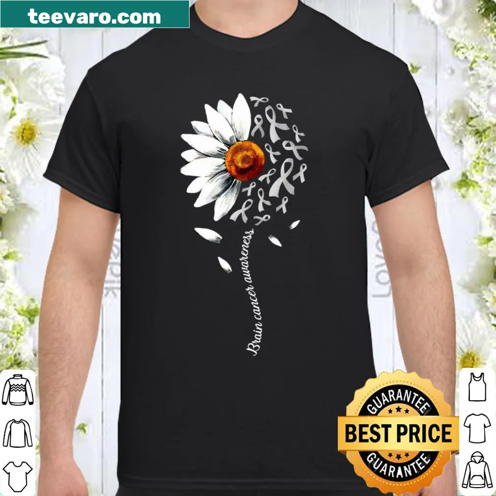 Illustrative shirt for brain cancer awareness with a flower design