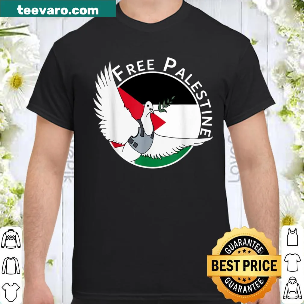 Humorous pigeon in body armor illustration shirt
