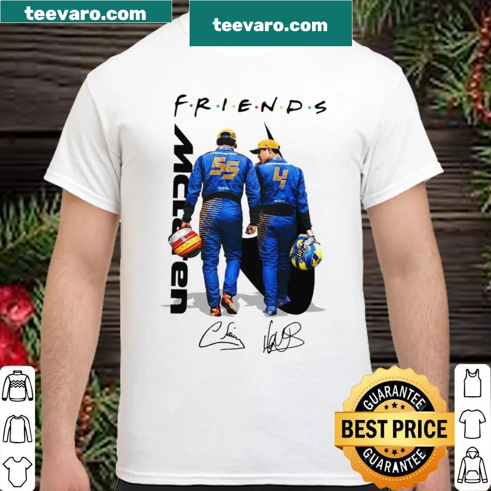 Motorsports shirt featuring 'Friends McLaren 55 4' slogan