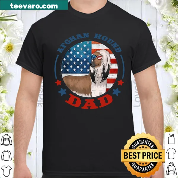 Patriotic t-shirt for dog dads featuring an Afghan Hound in a fun design