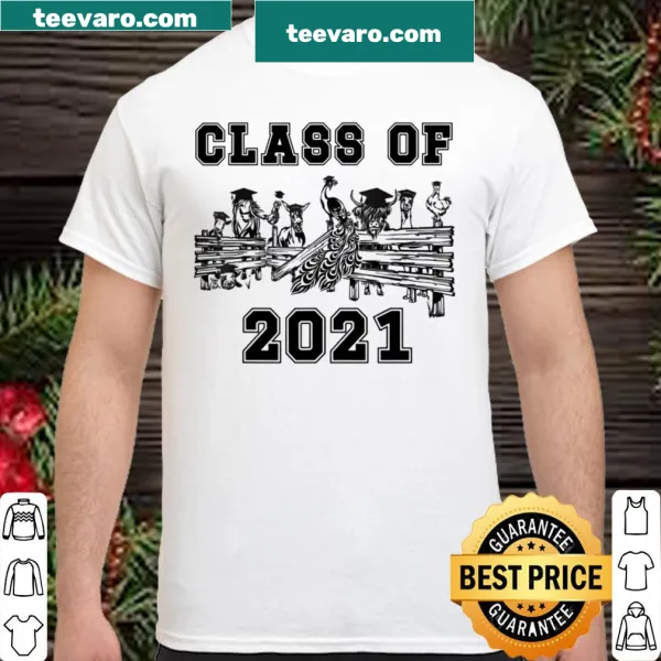 Humorous vintage-style graduation shirt with farm animal graphics
