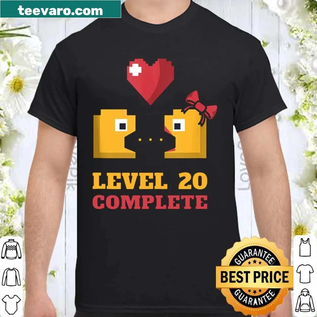 Funny t-shirt celebrating 20th wedding anniversary with gaming theme