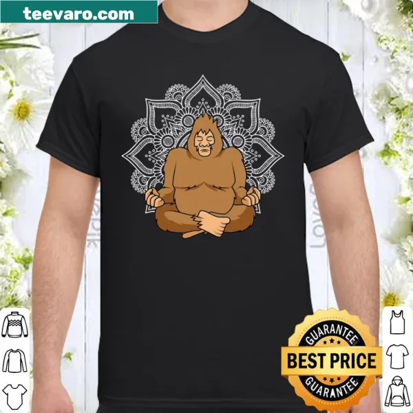Funny shirt with a meditating Sasquatch and mandala design