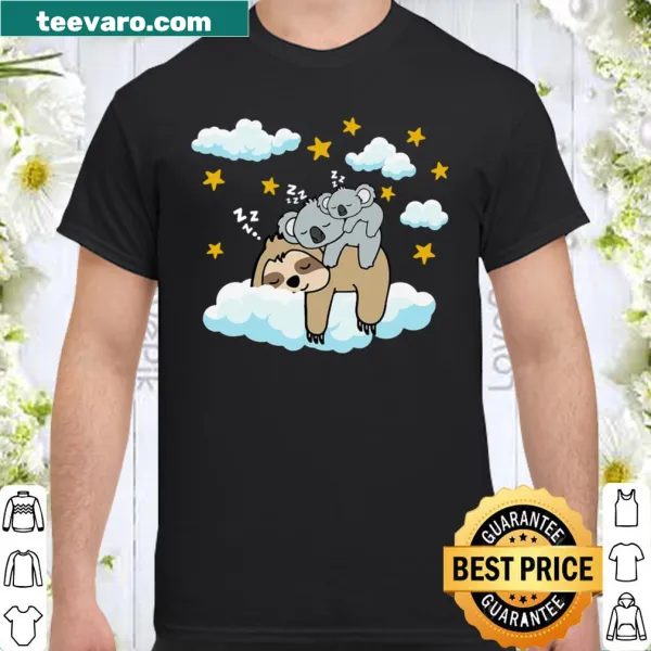 Cute illustrated sloth and koala napping shirt