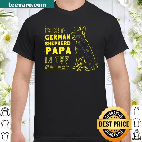Whimsical shirt celebrating German Shepherd owners in space-themed design.